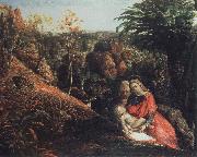 Samuel Palmer landscape with repose of the holy family oil painting reproduction